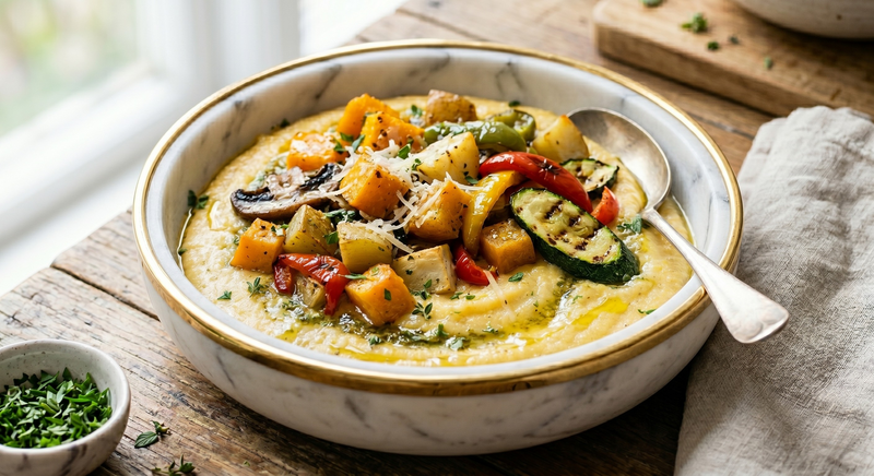Creamed Polenta with Roasted Vegetables