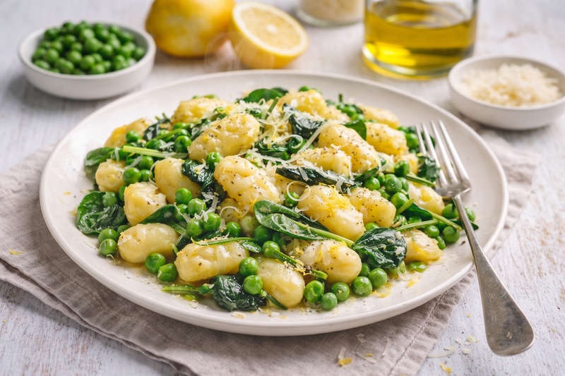 Gnocchi with Peas, Baby Spinach, Parmesan & Lemon
